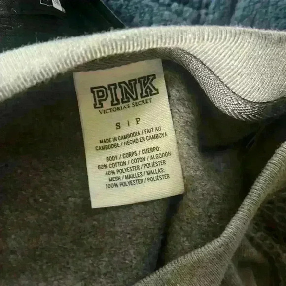 PINK ladies sweatshirt lightweight. Petite Small oversized. Long sleeve gray - Picture 9 of 9